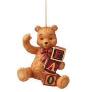 FAO Schwarz Teddy Bear with Letter Blocks Ornament