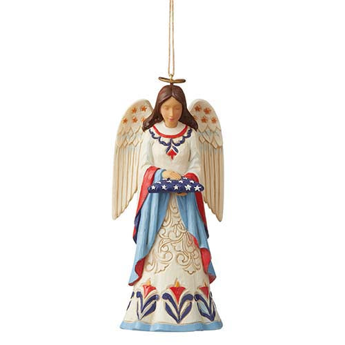 Patriotic Angel with Folded Flag Ornament