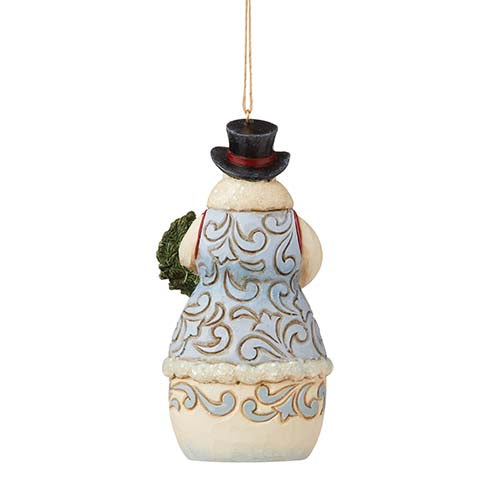 Victorian Snowman with Wreath Ornament