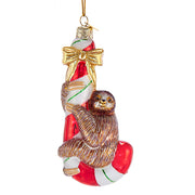 Sloth on Candycane Ornament 5"