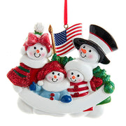 Patriotic Snowfamily of 4 Personalizable Ornament 4.25"