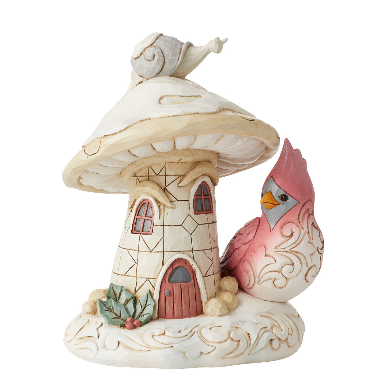 Home For The Holidays White Woodland Collection Gnome Mushroom House with Critter